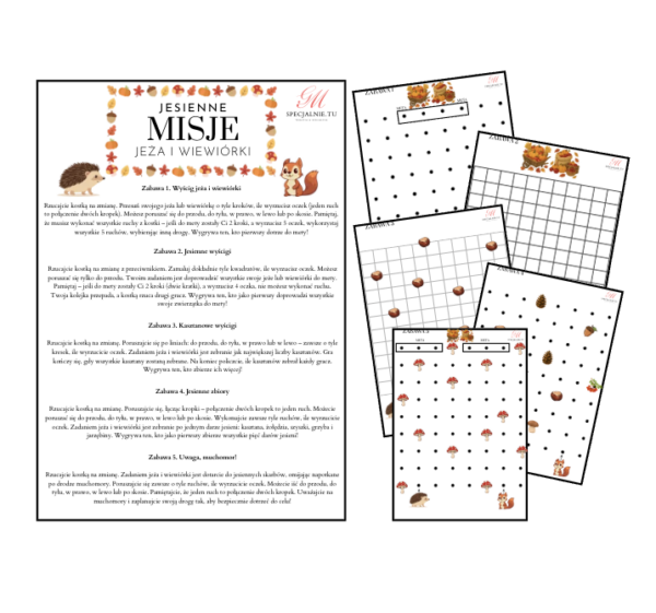 Jesienne misje jeża i wiewiórki – gry planszowe z kostką